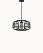 LumaBambus Hängelampe, Böhmische Hängelampe aus Bambus, 40x126 cm, Schwarz