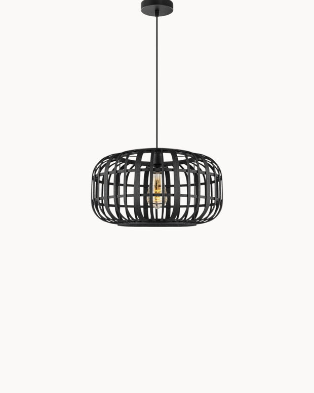 LumaBambus Hängelampe, Böhmische Hängelampe aus Bambus, 40x126 cm, Schwarz