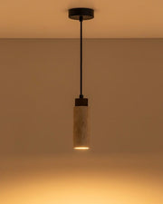 Pendelleuchte aus Travertin & Walnussholz – Design-Deckenlampe SteinGlanz im Set | Marthova