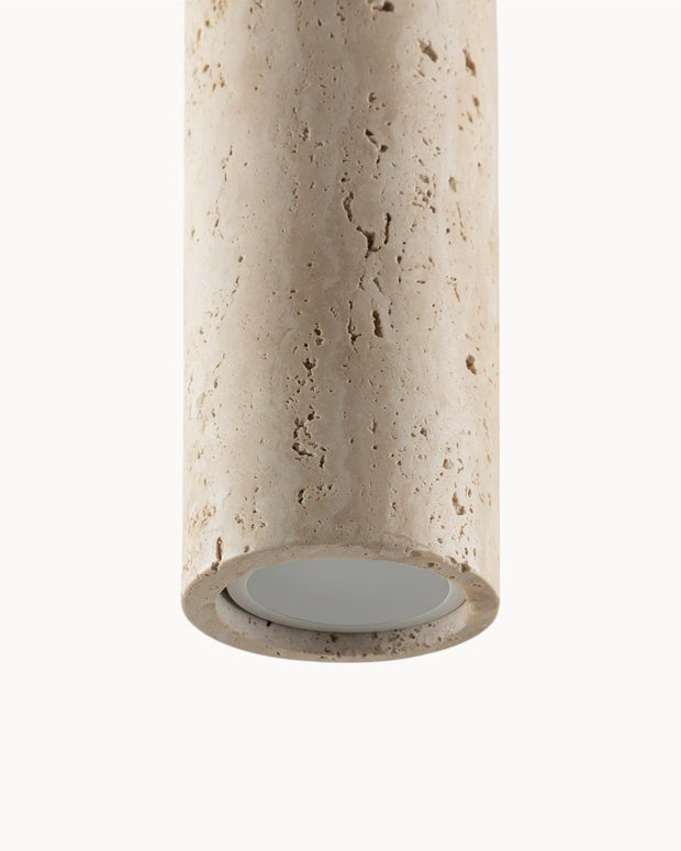 Pendelleuchte aus Travertin & Walnussholz – Design-Deckenlampe SteinGlanz im Set | Marthova