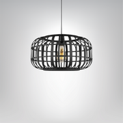 LumaBambus Hängelampe, Böhmische Hängelampe aus Bambus, 40x126 cm, Schwarz