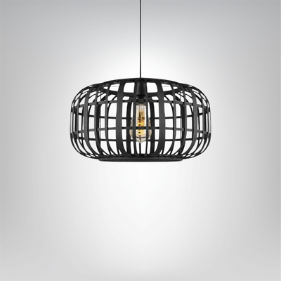LumaBambus Hängelampe, Böhmische Hängelampe aus Bambus, 40x126 cm, Schwarz