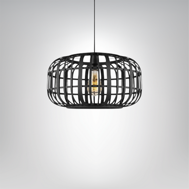 LumaBambus Hängelampe, Böhmische Hängelampe aus Bambus, 40x126 cm, Schwarz