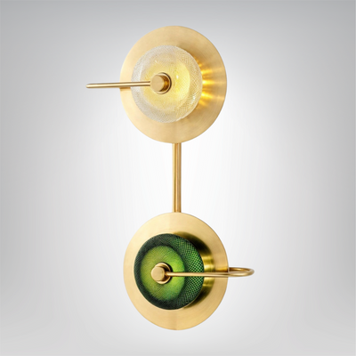 NordGlanz Wandlampe, Skandinavischer Design Messing Wandleuchter, Grün/Klarglas, E27 LED, 2/3 Köpfe