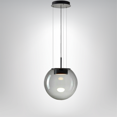 LichtEleganz Pendelleuchte mit galvanisiertem Metallgehäuse und luxuriösem Glaslampenschirm, AC-betrieben - Knopfschalter