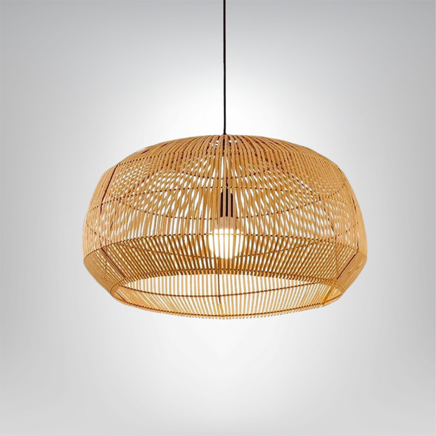 NaturLicht Hängeleuchte | Natürlicher Bambus & Holz | Zeitgenössischer Stil | LED Glühbirne Kompatibel