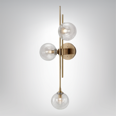 Aurélia Wandlicht, klarer und grüner Glasschirm, goldfarbenes Finish, fest verdrahtet, Licht nach oben und unten