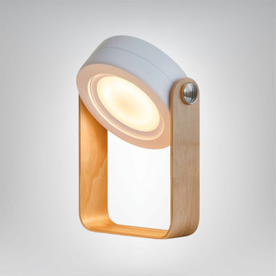 Dimmbares LED Tischlicht Holz Metall tragbar mit Akku und USB