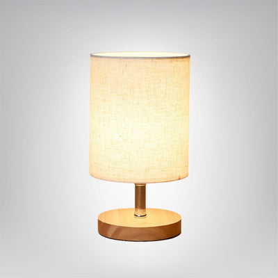 LumoLinn Tischlampe Holz Leinen modern minimalistisch Schlafzimmer Wohnzimmer