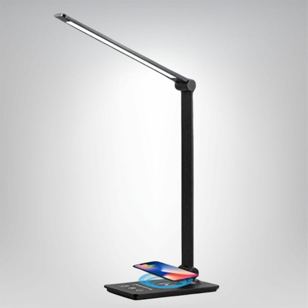 LED Schreibtischlampe mit kabelloser Qi Ladefunktion dimmbar schwarz Touchsteuerung