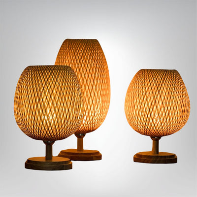 Bambus Tischlampe Vintage Stil Wohnzimmer Schlafzimmer Natürliches Licht