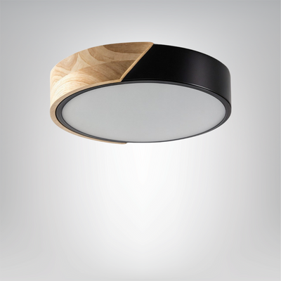HolzLumen Deckenleuchte Holz und Eisen – CCT Licht einstellbar – Ø 23-40 cm