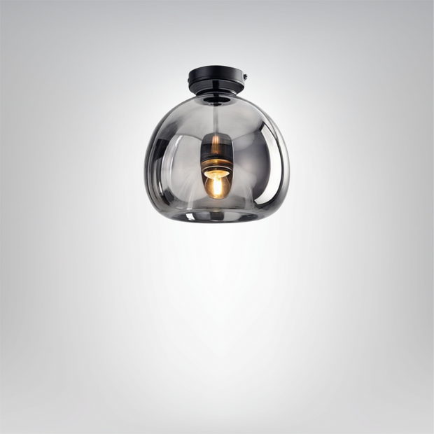 LumoDecke Eleganzlicht Glas Rauchgrau/Kognak – LED Beleuchtung – Ø 25 cm Deckenlampen