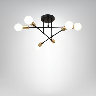 StahlGlanz Leuchte, 6-flammig Schwarz Gold – Modernes Design 70cm Deckenlampen