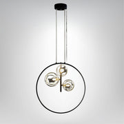 Moderne schwarze Pendelleuchte mit Glaskugel LED Beleuchtung