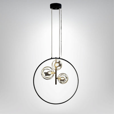 Moderne schwarze Pendelleuchte mit Glaskugel LED Beleuchtung