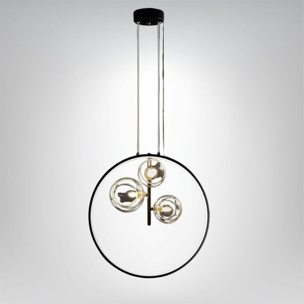 Moderne schwarze Pendelleuchte mit Glaskugel LED Beleuchtung