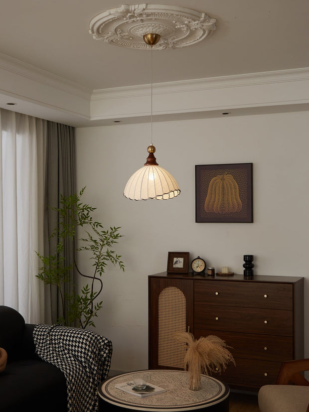 Elegante Stofflampe für Wohnzimmer Esszimmer oder Flur mit Holzrahmen