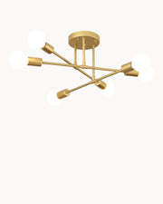 StahlGlanz Leuchte, 6-flammig Schwarz Gold – Modernes Design 70cm Deckenlampen