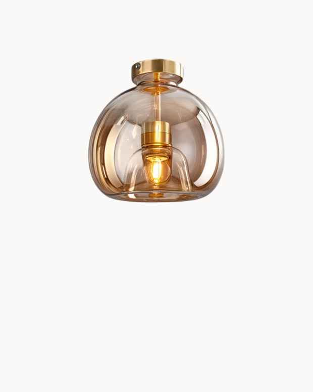 LumoDecke Eleganzlicht Glas Rauchgrau/Kognak – LED Beleuchtung – Ø 25 cm Deckenlampen