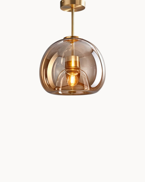 LumoDecke Eleganzlicht Glas Rauchgrau/Kognak – LED Beleuchtung – Ø 25 cm Deckenlampen