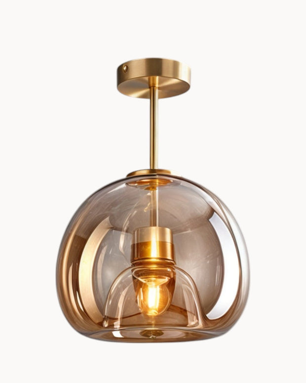 LumoDecke Eleganzlicht Glas Rauchgrau/Kognak – LED Beleuchtung – Ø 25 cm Deckenlampen
