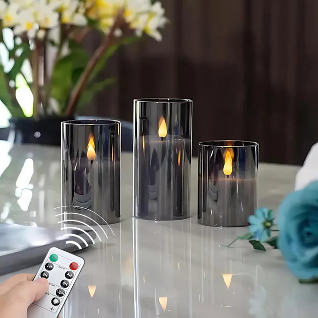 Flammenzauber LED Kerzen Set mit Fernbedienung Echtwachskerzen Flackerlicht