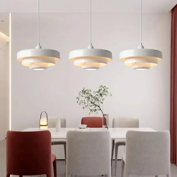 LichtKunst Hängeleuchte, Moderne Pendelleuchte aus Kohlenstoffstahl/Aluminium, Ø35cm, E27 Lichtquelle