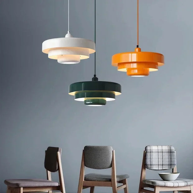 LichtKunst Hängeleuchte, Moderne Pendelleuchte aus Kohlenstoffstahl/Aluminium, Ø35cm, E27 Lichtquelle