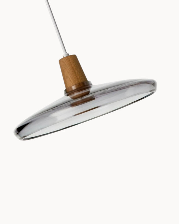 AmberLysa Pendelleuchte, Moderne Nordische Glasleuchten mit Holzsockel, E27