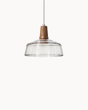 AmberLysa Pendelleuchte, Moderne Nordische Glasleuchten mit Holzsockel, E27