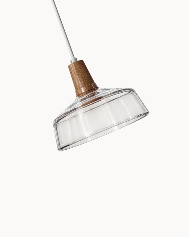 AmberLysa Pendelleuchte, Moderne Nordische Glasleuchten mit Holzsockel, E27