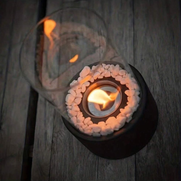 Flammenzauber Öllampe aus Glas und Metall für stimmungsvolle Beleuchtung – Vintage Design Deko Lampe
