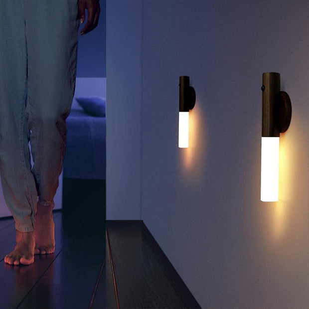 NachtGlanz Leuchte, LED, Warmweiß, Holz, USB-aufladbar Wandleuchten
