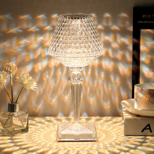 Kristall Tischlampe LED dimmbar modern USB wiederaufladbar