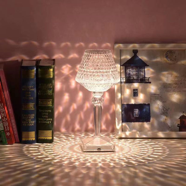 Kristall Tischlampe LED dimmbar modern USB wiederaufladbar
