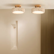 Travertin Deckenlampe rund LED IP65 für Bad und Wohnbereich