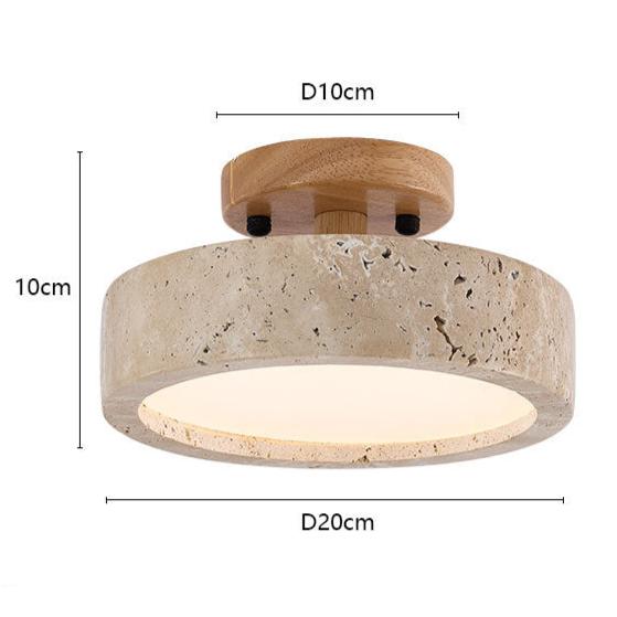 Travertin Deckenlampe rund LED IP65 für Bad und Wohnbereich