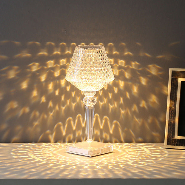 Kristall Tischlampe LED dimmbar modern USB wiederaufladbar