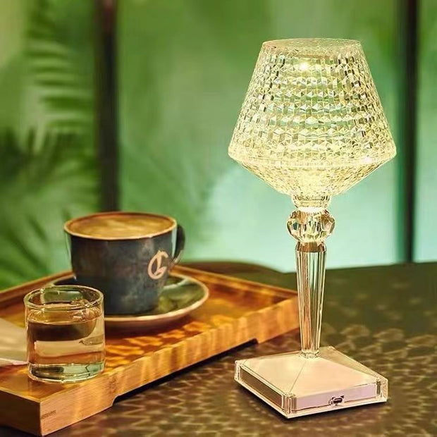 Kristall Tischlampe LED dimmbar modern USB wiederaufladbar