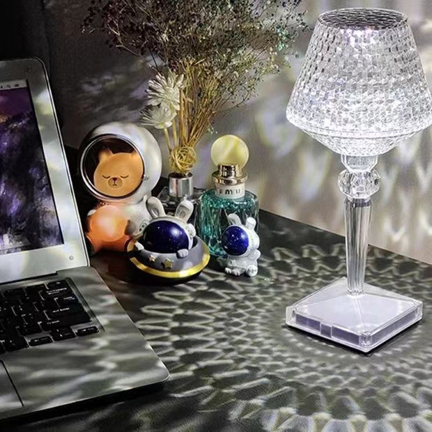 Kristall Tischlampe LED dimmbar modern USB wiederaufladbar