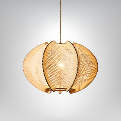 Wabi Sabi Pendelleuchte aus Holz und Hanf für Wohnzimmer oder Esstisch