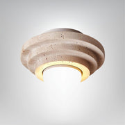 Travertin Deckenlampe aus Naturstein warmweiß LED für modernes Interieur