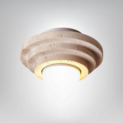 Travertin Deckenlampe aus Naturstein warmweiß LED für modernes Interieur