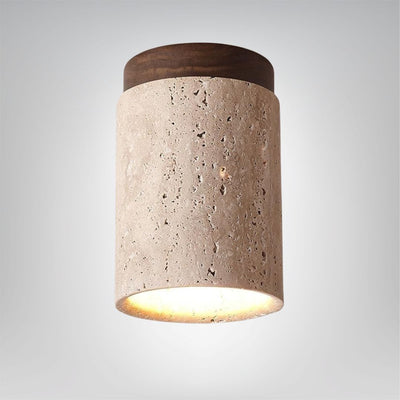 Travertin Deckenlampe SteinLuma mit LED Warmlicht Modernes Design