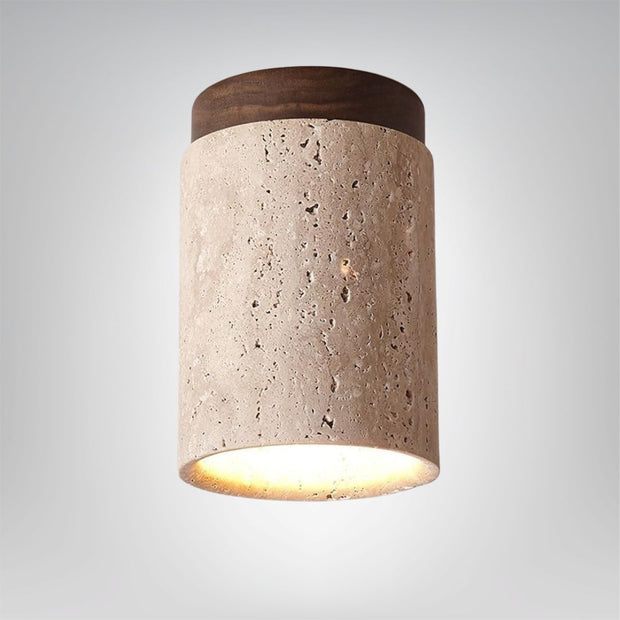 Travertin Deckenlampe SteinLuma mit LED Warmlicht Modernes Design