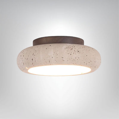 Travertin Deckenlampe Retro Design Wohnzimmer Naturstein Warmes Licht