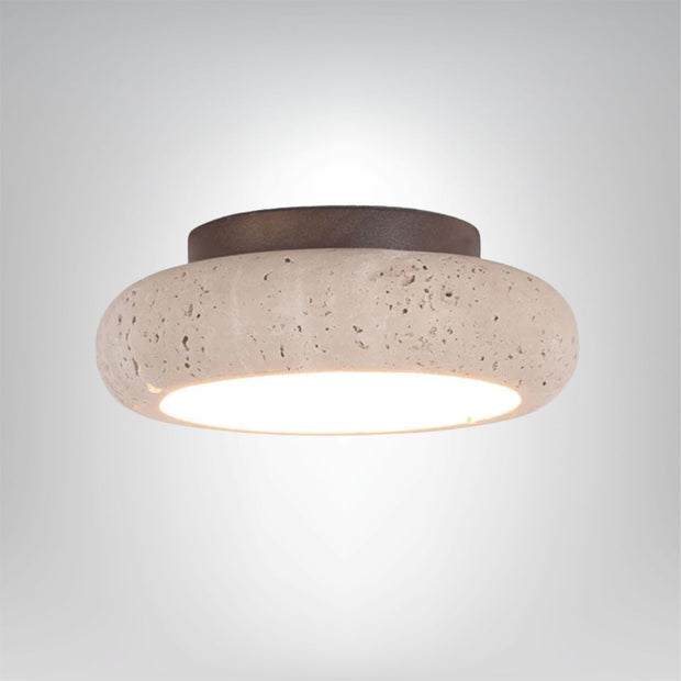 Travertin Deckenlampe Retro Design Wohnzimmer Naturstein Warmes Licht