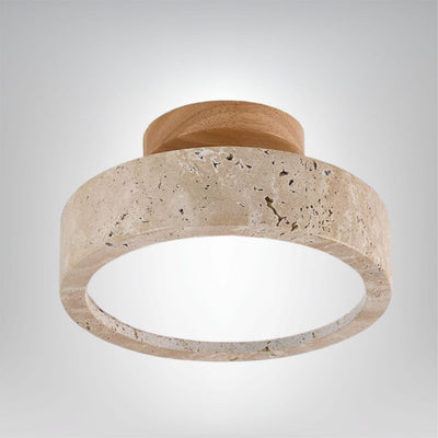 Travertin Deckenlampe rund LED IP65 für Bad und Wohnbereich