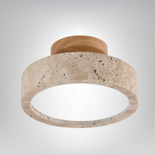 Travertin Deckenlampe rund LED IP65 für Bad und Wohnbereich